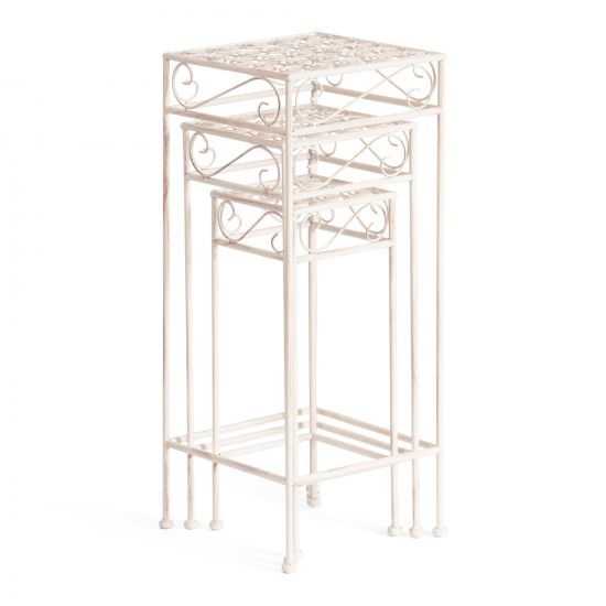 Столики Secret de Maison BEAUTY набор из 3-х штук ( mod. PL08-9993 ) металл, 30х70см-25х60см-20х50см, antique white
