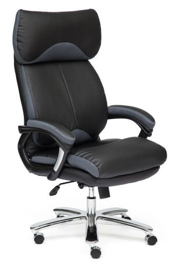 Кресло GRAND кож-зам-ткань, черный-серый, 36-6-12