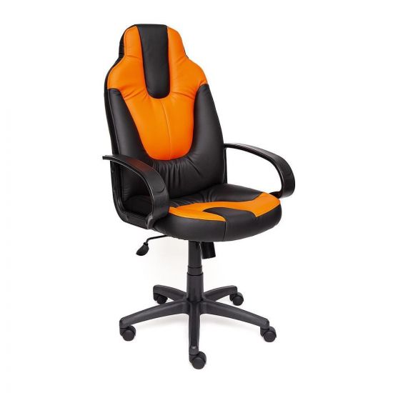 Кресло NEO (1) кож-зам, черный-оранжевый, 36-6-14-43
