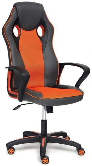 Кресло RACER кож-зам-ткань, металлик-оранжевый, 36-07