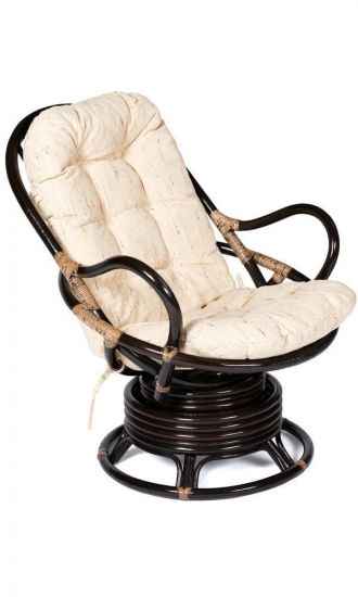Кресло вращающееся "FLORES" 5005 -с подушкой- Цвет: каркас - аntique brown (античный черно-коричневый), мягкие элементы - натуральный