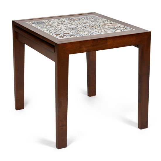 CT 3030 Kasablanca стол раскладной с плиткой дерево гевея-плитка, 735*735*750+735 , Тёмный Дуб, рисунок - марокко