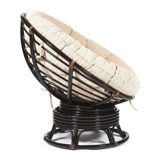 Кресло-качалка "PAPASAN" w 23-01 B - с подушкой - Antique brown (античный черно-коричневый), ткань Старт