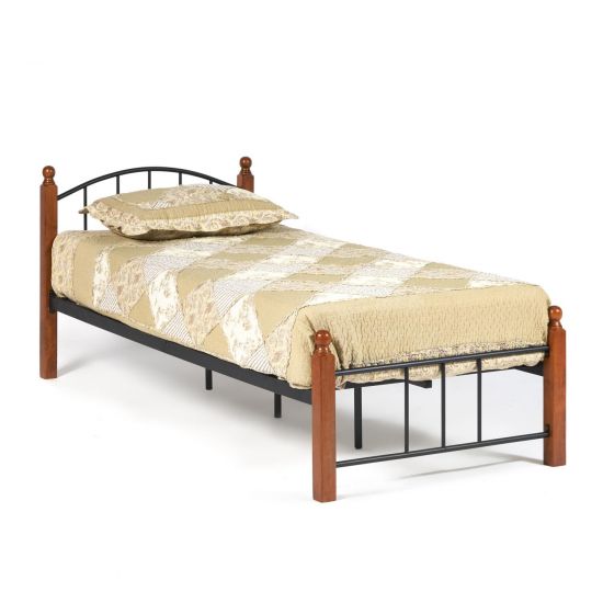 Кровать AT-915 Wood slat base дерево гевея-металл, 90*200 см (Single bed), красный дуб-черный