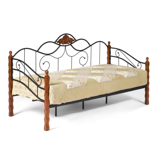Кровать CANZONA Wood slat base дерево гевея-металл, 90*200 см (Day bed), красный дуб-черный