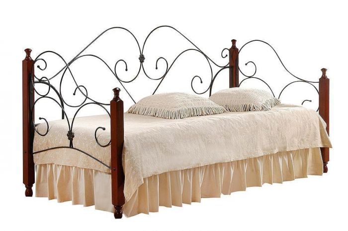 Кровать SONATA Wood slat base дерево гевея-металл, 90*200 см (Day bed), красный дуб-черный