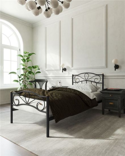 Кровать с изножьем "Глэдис" (90х200-ноги металл-цвет Чёрный)
