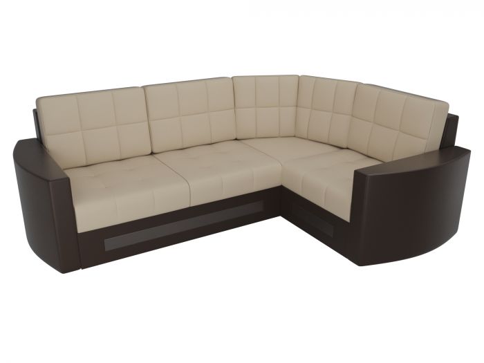 28202 Угловой диван Белла | Экокожа | бежевый | коричневый