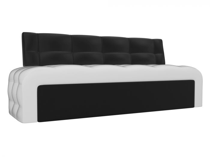 28581 Кухонный прямой диван Люксор | Экокожа | Белый | Черный