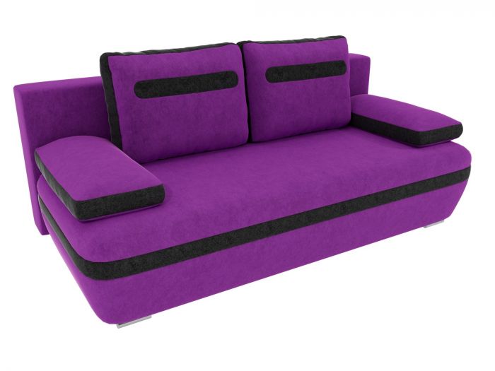 100312 Прямой диван Каир | Микровельвет | Фиолетовый | Черный