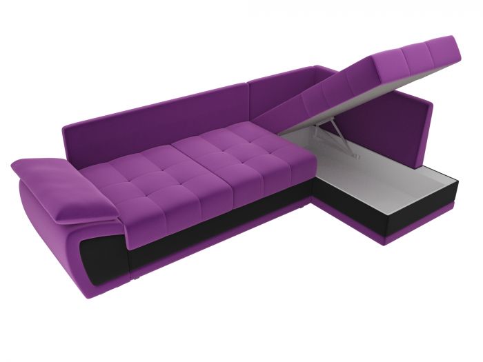 103106 Угловой диван Нэстор прайм | Микровельвет | Фиолетовый | Черный