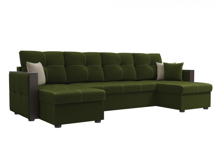 31443 П-образный диван Валенсия | Микровельвет | Зеленый