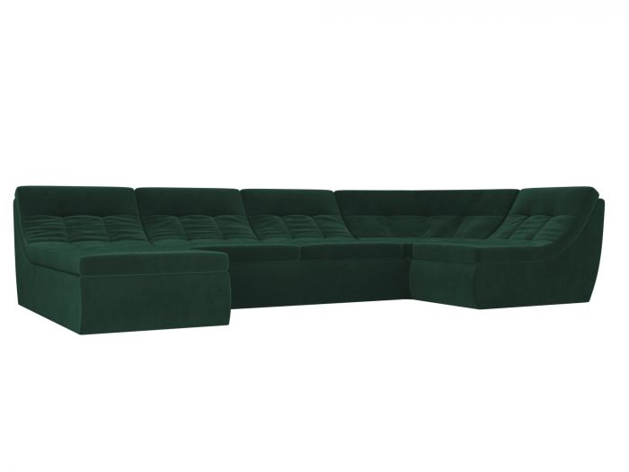 101848 П-образный модульный диван Холидей | Велюр | Зеленый