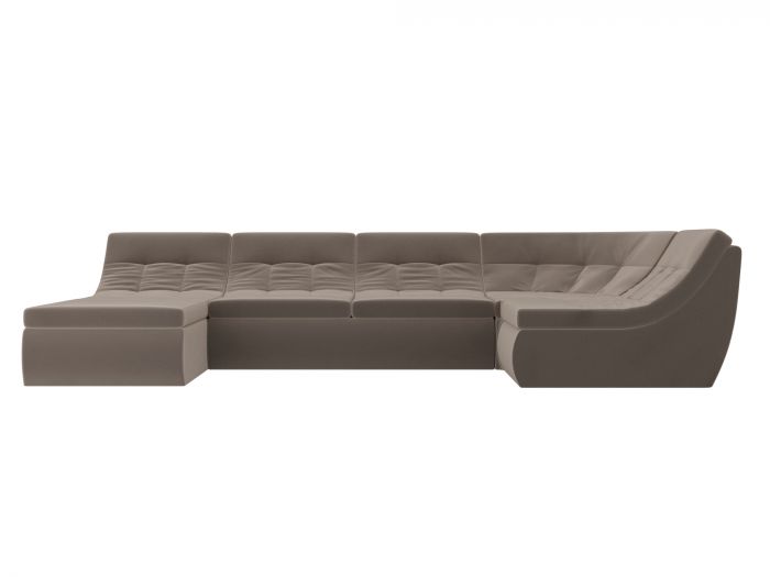 101849 П-образный модульный диван Холидей | Велюр | Коричневый
