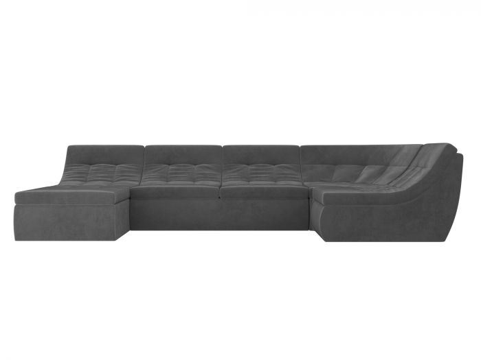 101850 П-образный модульный диван Холидей | Велюр | Серый