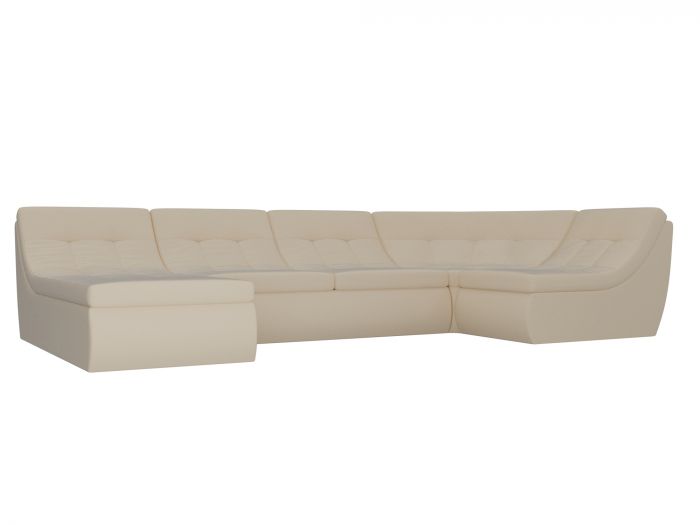 101861 П-образный модульный диван Холидей | Экокожа | Бежевый