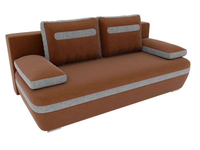 100317 Прямой диван Каир | Рогожка | коричневый | Серый