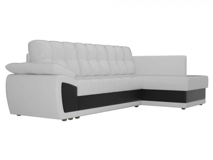 103115 Угловой диван Нэстор прайм | Экокожа | Белый | Черный