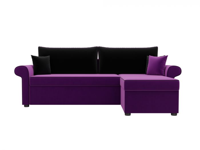 29065 Угловой диван Милфорд | Микровельвет | Фиолетовый | Черный