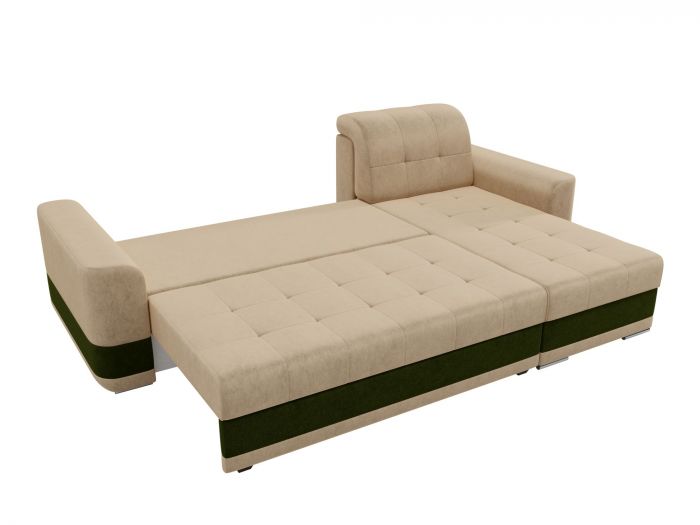 100016 Угловой диван Честер | Микровельвет | бежевый | зеленый