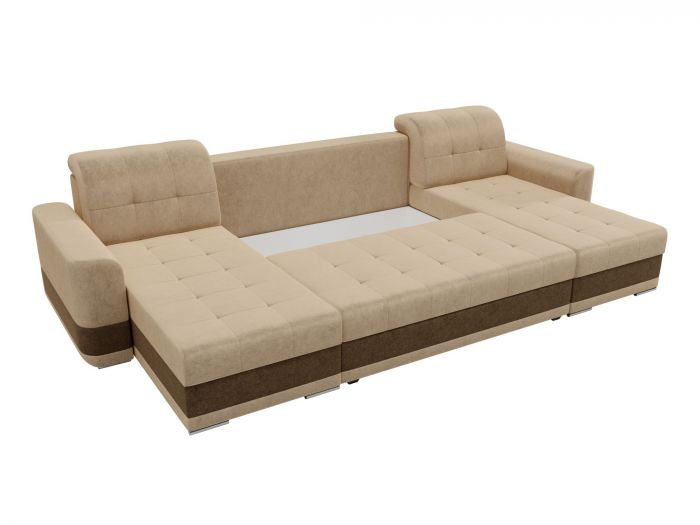 100081 П-образный диван Честер | Микровельвет | бежевый | коричневый