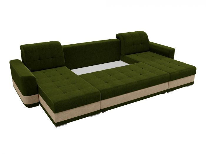 100082 П-образный диван Честер | Микровельвет | Зеленый | Бежевый