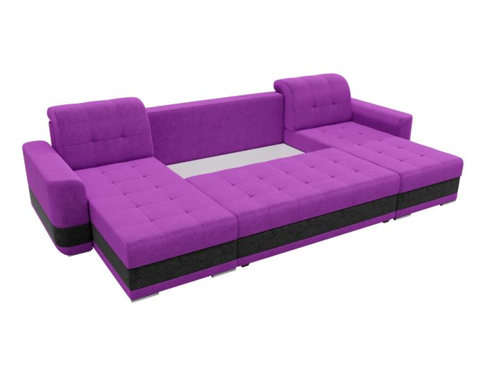 100087 П-образный диван Честер | Микровельвет | Фиолетовый | Черный