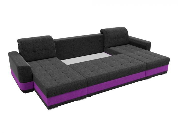100089 П-образный диван Честер | Микровельвет | черный | фиолетовый