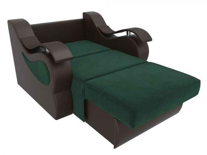 106327 Кресло-кровать Меркурий 80 | Велюр | Экокожа | зеленый | коричневый