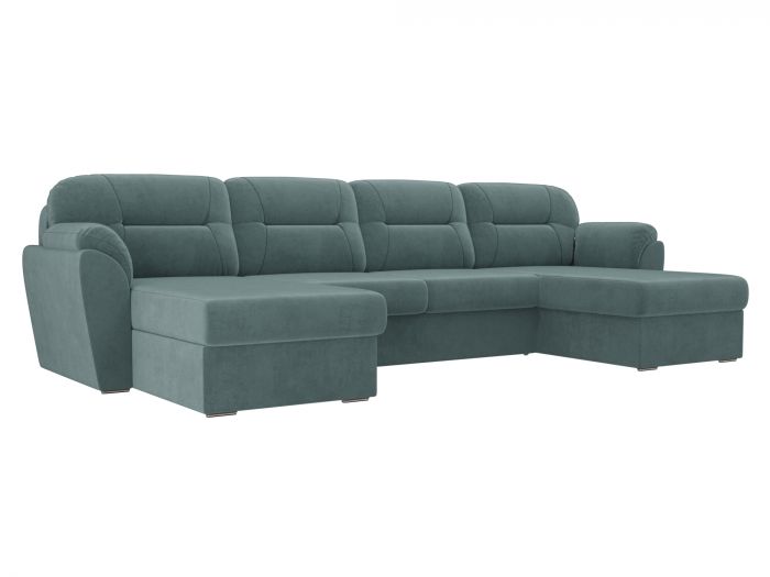 100546 П-образный диван Бостон | Велюр | бирюзовый