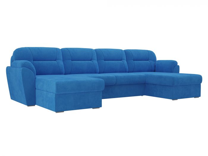 100550 П-образный диван Бостон | Велюр | Голубой