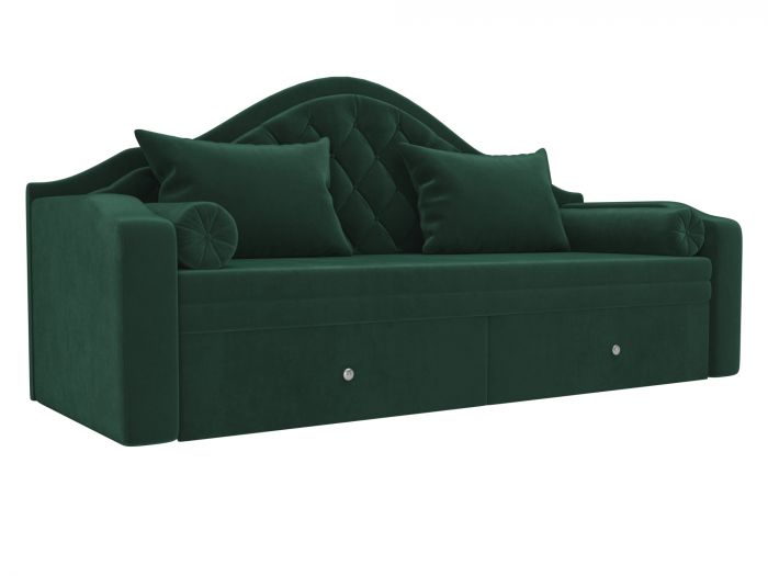 100575 Прямой диван софа Сойер | Велюр | Зеленый