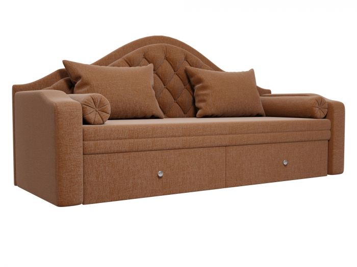 100584 Прямой диван софа Сойер | Рогожка | Коричневый