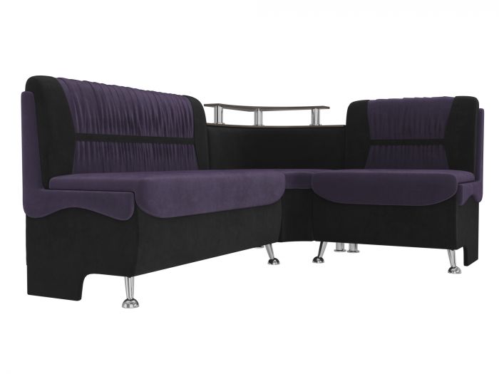 107375 Кухонный угловой диван Сидней | Велюр | Фиолетовый | Черный