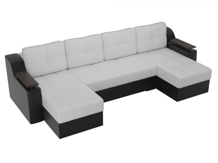 28918 П-образный диван Сенатор | Экокожа | Белый | Черный