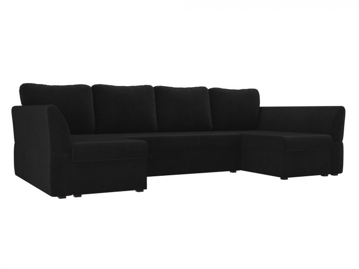 106806 П-образный диван Гесен | Велюр | Черный
