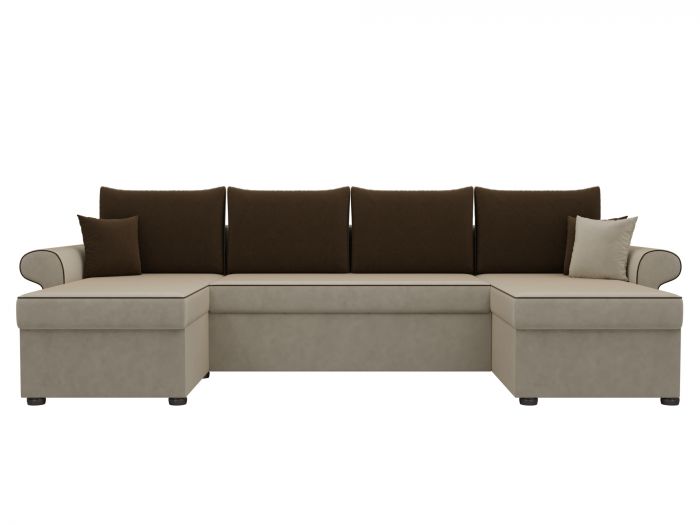 31567 П-образный диван Милфорд | Микровельвет | бежевый | коричневый