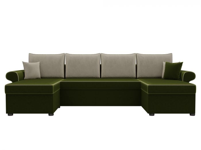 31569 П-образный диван Милфорд | Микровельвет | Зеленый | Бежевый