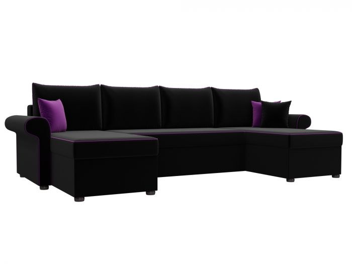 31574 П-образный диван Милфорд | Микровельвет | Черный
