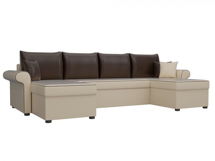31577 П-образный диван Милфорд | Экокожа | бежевый | коричневый