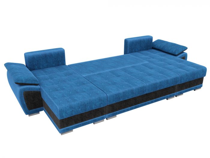 31529 П-образный диван Нэстор | Велюр | голубой | черный