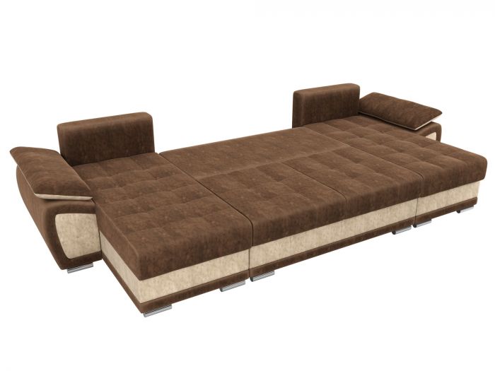 31530 П-образный диван Нэстор | Велюр | Коричневый | Бежевый