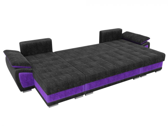31532 П-образный диван Нэстор | Велюр | черный | фиолетовый
