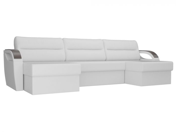 100836 П-образный диван Форсайт | Экокожа | Белый