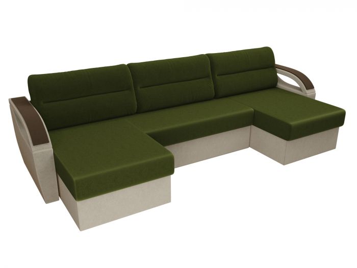 100818 П-образный диван Форсайт | Микровельвет | Зеленый