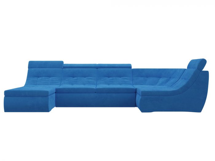 105580 П-образный модульный диван Холидей Люкс | Велюр | Голубой