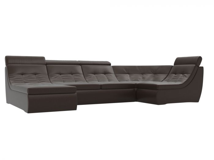 105599 П-образный модульный диван Холидей Люкс | Экокожа | Коричневый