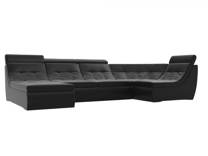 105600 П-образный модульный диван Холидей Люкс | Экокожа | Черный