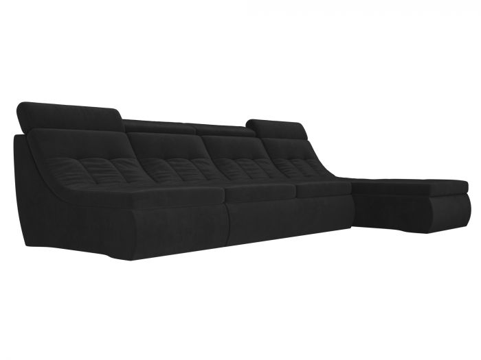 105560 Угловой модульный диван Холидей Люкс | Велюр | Черный