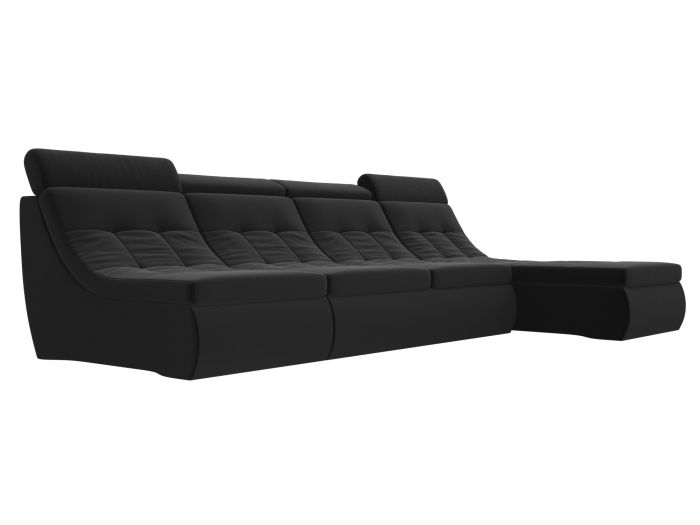 105568 Угловой модульный диван Холидей Люкс | Микровельвет | Черный